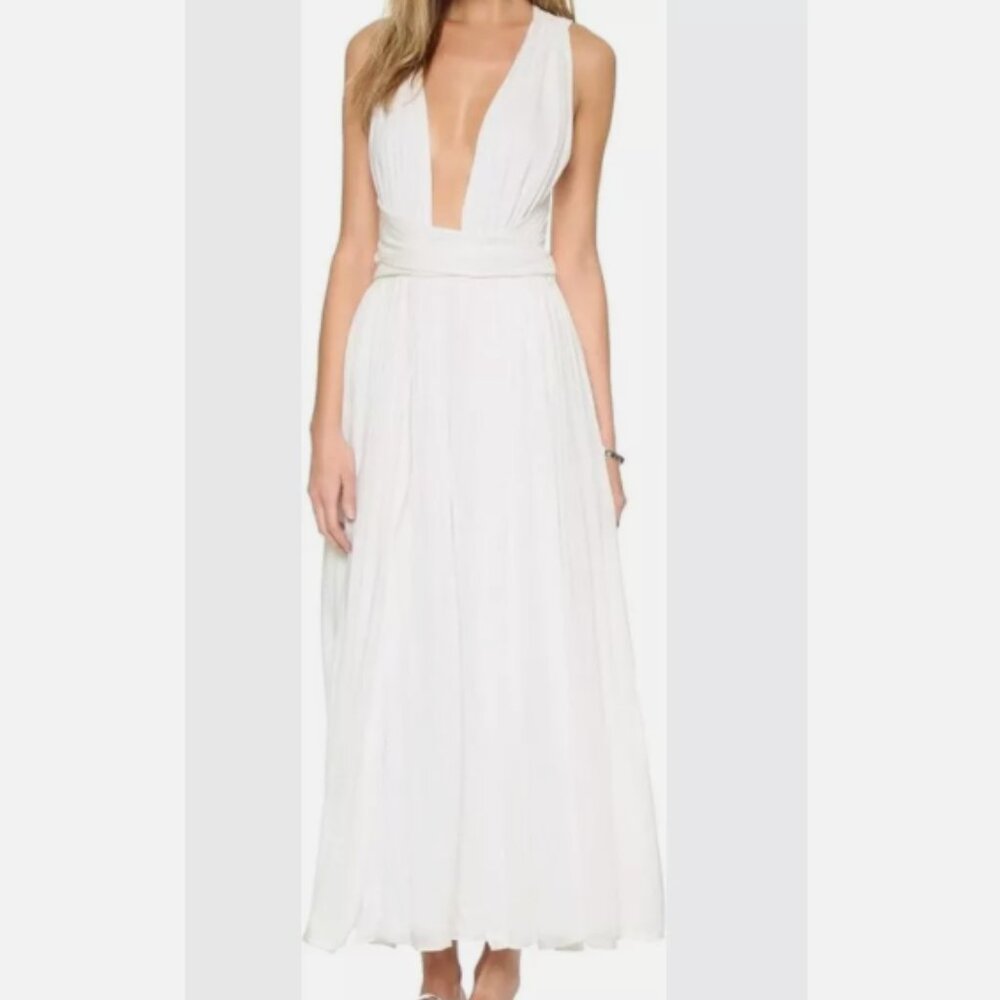 Mara Hoffman Halter Swim Cover Up Dress White Metallic